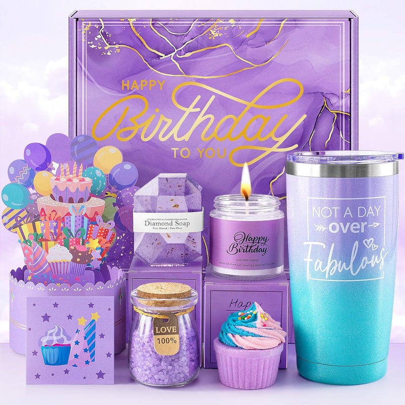 ITABLETAS Birthday Gifts for Women, Happy Birthday Bath Set Gift Basket, Unique Spa Gift Idea for Mom, Sister, Bestie, Her, Wife, Female Friends, 30th, 50th, 60th, Gifts for Women Who Have Everything - Image 1